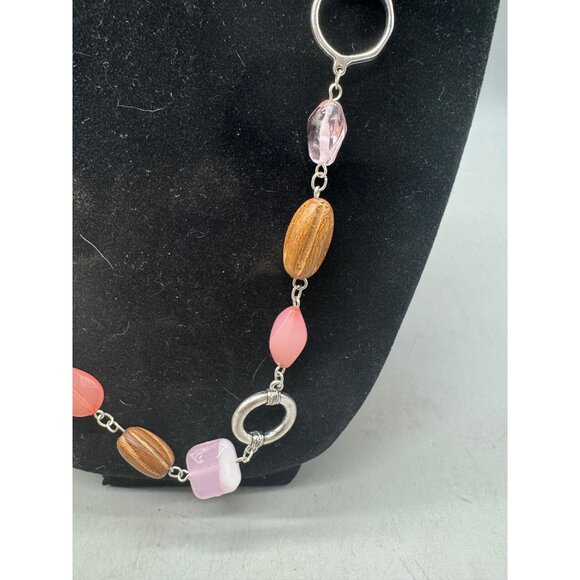 Multicolor Beaded Necklace With Silver Accents & Lobster Clasp Closure 30" READ - Picture 2 of 5